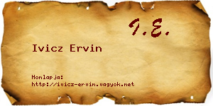 Ivicz Ervin névjegykártya