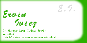 ervin ivicz business card